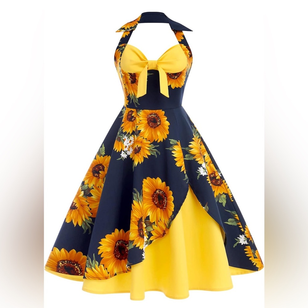 Amazon Essentials Sunflower Print High Low Dress